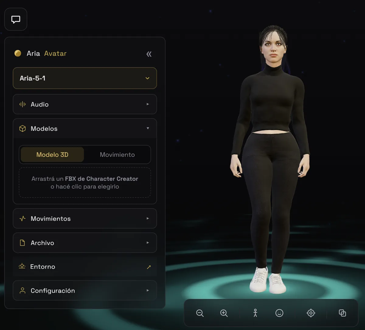 The editor: load your figure (Character Creator FBX), audio, motions and environment.