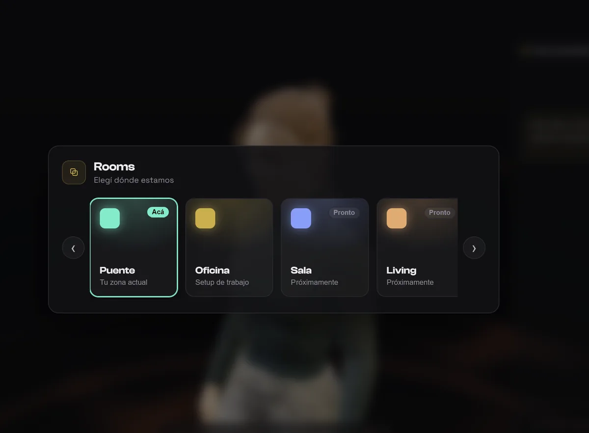 Rooms: scenes with their own lighting to choose where the conversation happens.